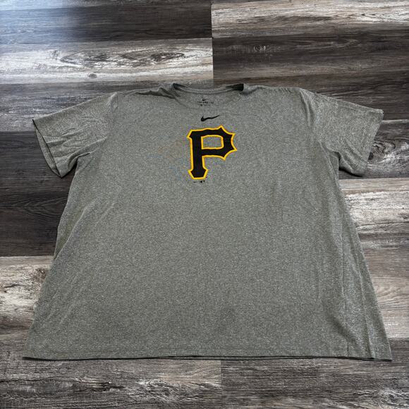 Nike Dri Fit MLB Pittsburgh Pirates Heather Gray Mens XXL Team Baseball T-Shirt - Picture 2 of 8
